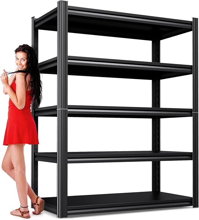 Garage Shelving-2050 lbs 5 Tier Storage Shelves,Adjustable Heavy Duty Metal Shelving Unit and Storage Large Rack,Utility Steel Shelf for Warehouse Industrial Pantry Basement Organizers 71"x46"x20"