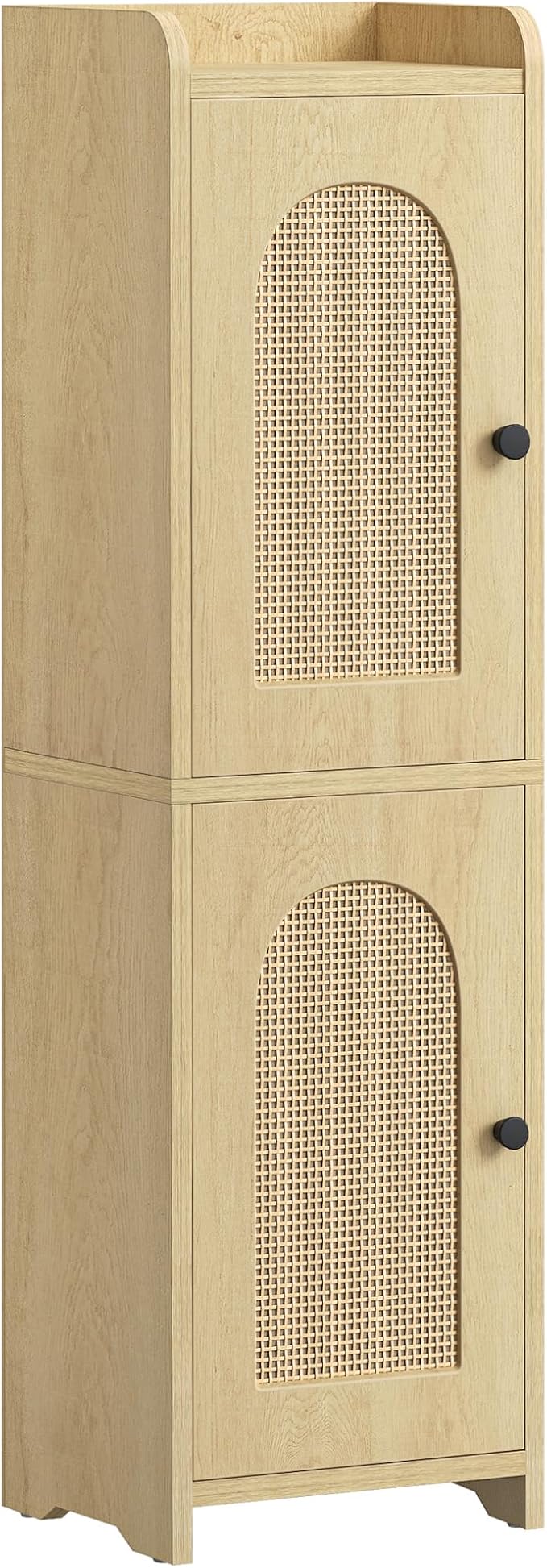 Hzuaneri Bathroom Storage Cabinet, Small Corner Floor Cabinet with 2 Doors | Narrow Toilet Paper Cabinets with Adjustable Shelf, Bathroom Organizer for Small Spaces, 7.9"D x 7.9"W x 29.5"H Rattan Yellow