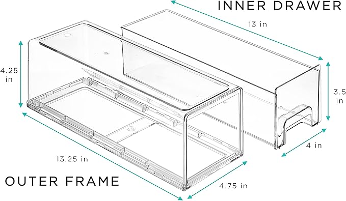 Sorbus Small Wide Clear Stackable Storage Drawers – 6-Pack Plastic Organizer Bins with Handles – Stackable Pull-Out Storage Drawers for Closet, Pantry, Office, Bathroom, Craft, and Toy Organization