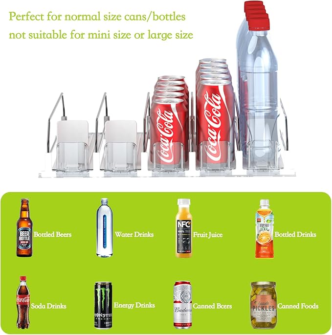 IBORING Drink Organizer for Fridge,Holds up to 25 Cans | Self Pushing Fridge Drink Organizer,Automatic Drink Dispenser for Fridge,Idea for fridge organizers and storage