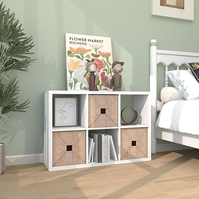 6 Cube Storage Organizer Shelf, White, 11inch | 2026 Wooden Thick Frame, Anti-Tipping Kits, Reversible Open Back Bookcase, Horizontal and Vertical Dual-use