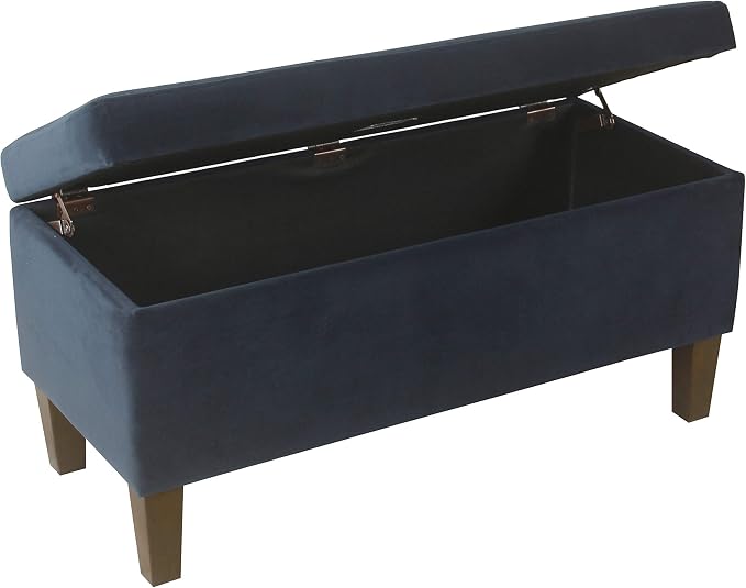 HomePop 36" Storage Ottoman Bench with Hinged Lid - Navy