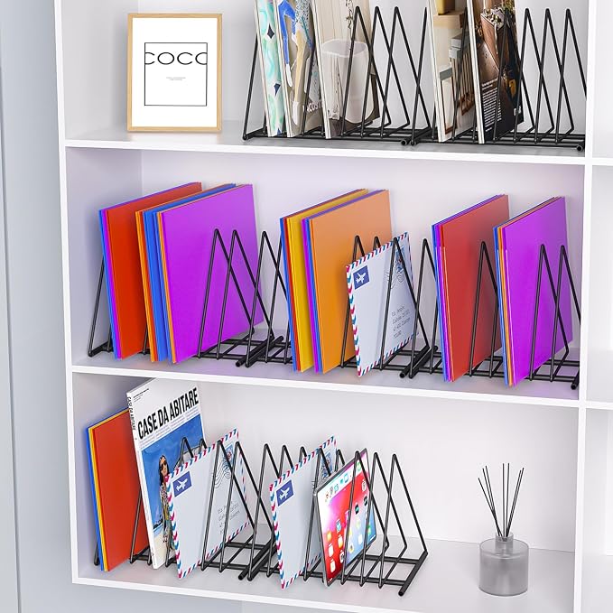 TOPCJ Triangle File Folder Racks,7 Sections File Holder,File Storage Sorter/Stand,Desktop File Organizer,Wire Organizer Rack,Magazine Folder Holder,Letter/Legal,Suitable to Hold Large/Small Items