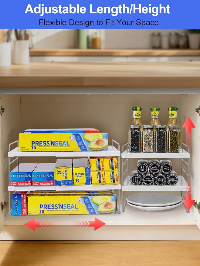 Cirhy Expandable Foil and Plastic Wrap Organizer, 3-Tier, 9.8-15.6 in | Adjustable Pantry Organizers and Storage, for Tin Foil, Ziplock Box & Saran Wrap, Cabinet or Countertop Organization