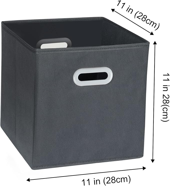 Fabric Cloth Storage Bins,Fabric Cube Organizer with Dual Handles Foldable Cube Storage Baskets for Home Bedroom Storage,Set of 3, Gray