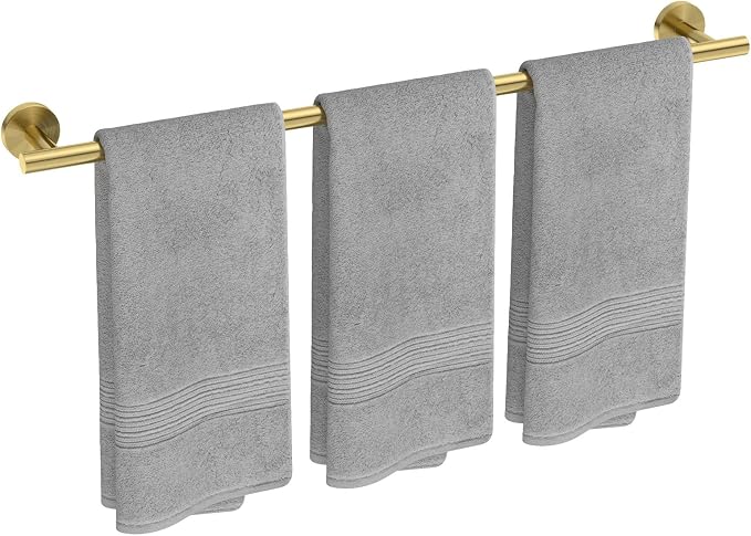 USHOWER Light Gold Bath Towel Bar, 30-Inch Towel Racks for Bathroom | Thicken SUS304 Stainless Steel Towel Rod, Towel Holder Wall-Mounted, Modern Home Decor (Total Length 32-Inch)