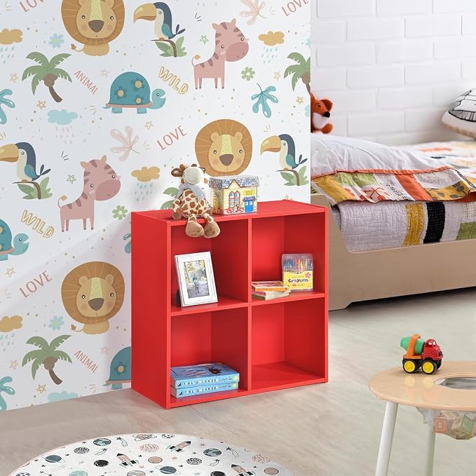 KB Designs - 4 Cube Storage Organizer Shelf - Modern Small Compact Organizer for Bedroom, Closet & Living Room, Sturdy Wooden Books Toys Storage Solution & Home Organization