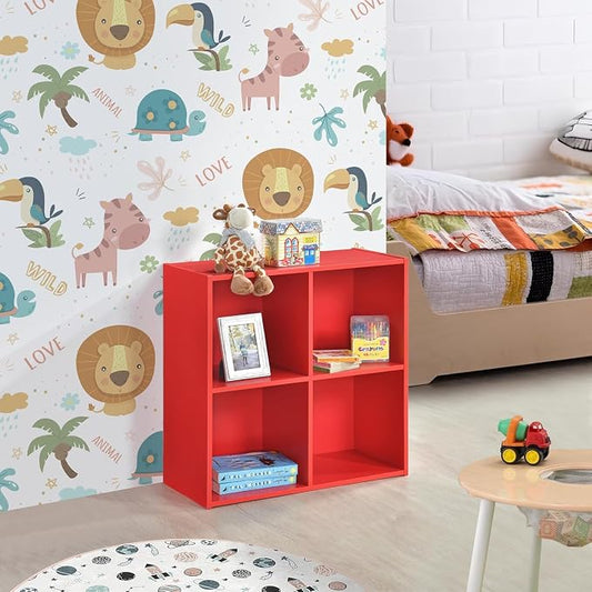 KB Designs - 4 Cube Storage Organizer Shelf - Modern Small Compact Organizer for Bedroom, Closet & Living Room, Sturdy Wooden Books Toys Storage Solution & Home Organization