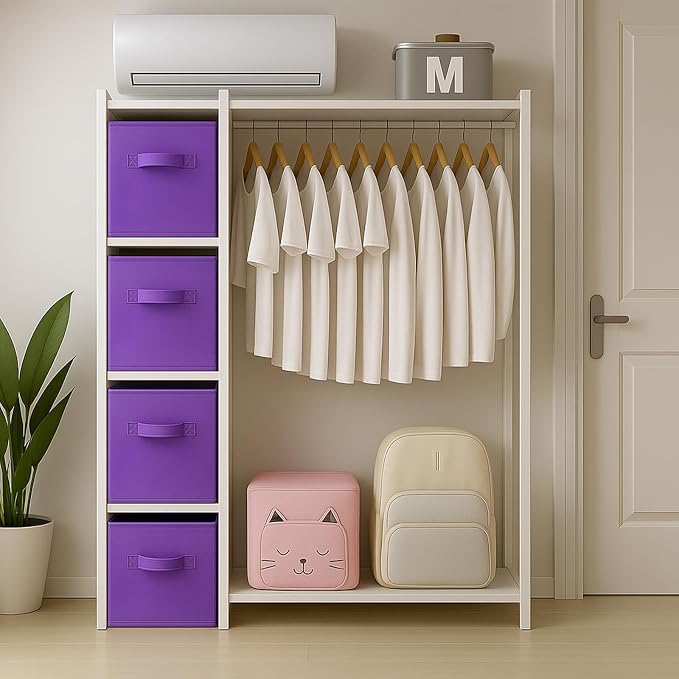ShellKingdom Storage Bins, Foldable Fabric Storage Cubes And Cloth Storage | Storage Organizer For Closet And Toys, 10.5x10.5x11 INCH, 2 Pack (Violet)