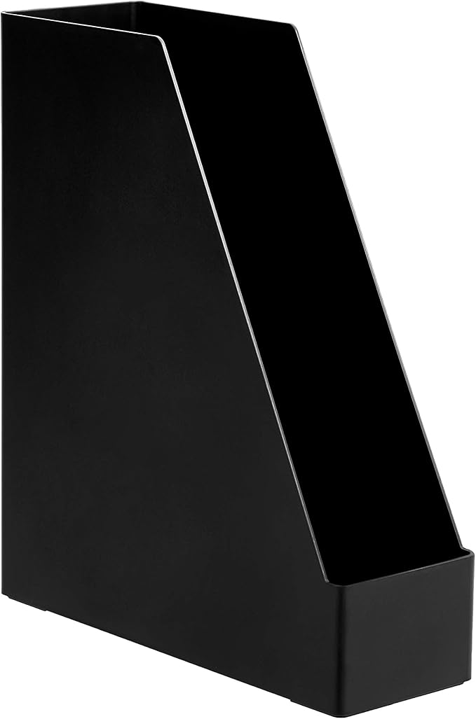 Amazon Basics Plastic Desk Organizer Magazine Rack and File Holder, Black, 4-Pack