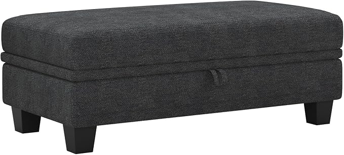 Belffin 45.9" Storage Ottoman Bench Oversized Ottoman for Footrest Upholstered Entryway Bench with Seating for Bedroom, Living Room. Dark Grey