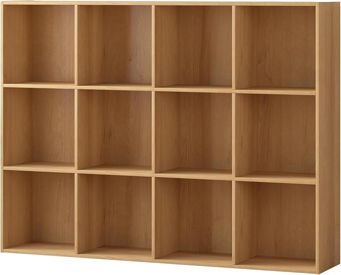12 Cube Storage Organizer, Wooden Cube Shelves with Closed Back Panel, Reversible Bookcase, Cubes Closet Organizer for Home, Living Room, Kids Room, Office, Bedroom, Study, Hallway