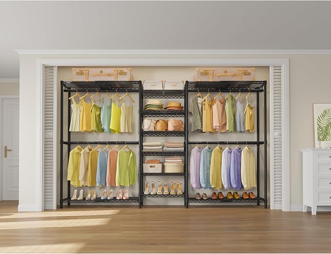 VIPEK X3 Plus Large Expandable Closet Rack Wardrobe Closet Organizer Black | Freestanding Clothes Racks with Adjustable Shelves and Hanger Rods from 5'10" to 8'8", Large Modular Closet Systems 1360LBS