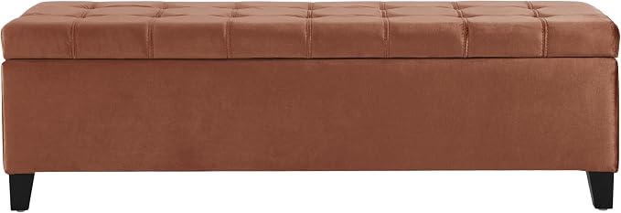 Upholstered Storage Ottoman Bench, End of Bed Bench with Storage Chest, Foldable Foot Rest with Legs for Living Room, Bedroom, Entryway, Dark Gray (Blush)