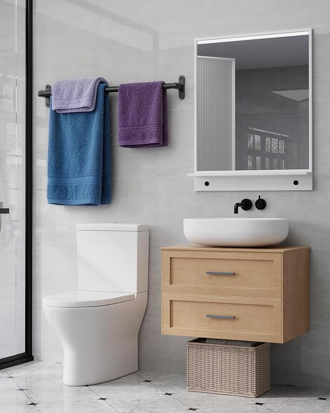 Powools Matte Black Towel Rack for Bathroom - 28" Rustproof Towel Holder, Sturdy Towel Bar Wall Mounted, Space-Saving Towel Hanger, Bathroom Accessories, Home Decor, Apparment Essentials