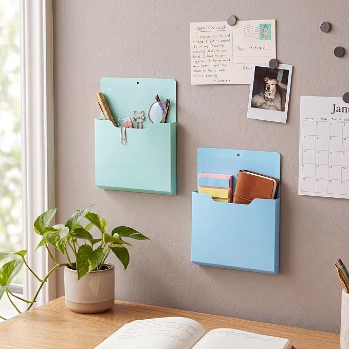 Gilprop 8 Pack Magnetic File Folder Holder for Whiteboard Classroom Storage | 10"x13"x1.2" Hanging Magnetic Wall File Organizer, Refrigerator Magazine Holder, for Mail Letters Paper Desk Office