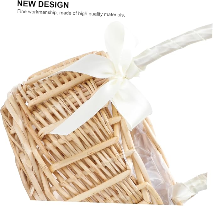 Hemobllo 1pc Hand-woven Decorative Storage Basket for Home Organization Natural Floral Basket for Weddings and Portable and Stylish Large