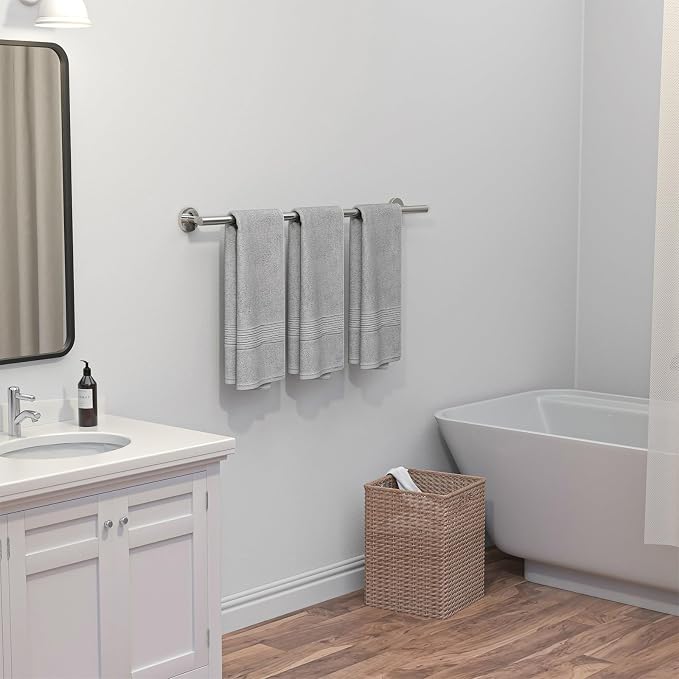 USHOWER Polished Chrome Bath Towel Bar, 30-Inch Towel Racks for Bathroom | Thicken SUS304 Stainless Steel Towel Rod, Towel Holder Wall-Mounted, Modern Home Decor (Total Length 32-Inch)