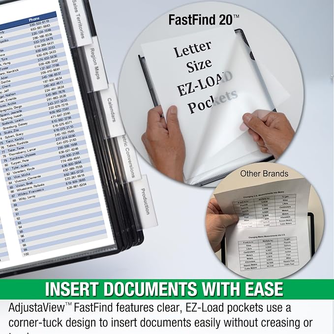 Ultimate Office FASTFIND 10-Pocket Desk Reference Display Organizer, Black | Compact, Heavy-Duty Weighted Metal Base Keeps Your Display Organizer Firmly in Place. Flip to Find Your Documents in Seconds