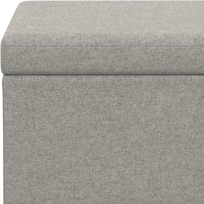 SIMPLIHOME Avalon 54" Wide Vegan Leather Storage Ottoman in Midnight Black | Contemporary lift-top ottoman with high-density foam; rectangle storage bench or coffee table for living room or entryway.