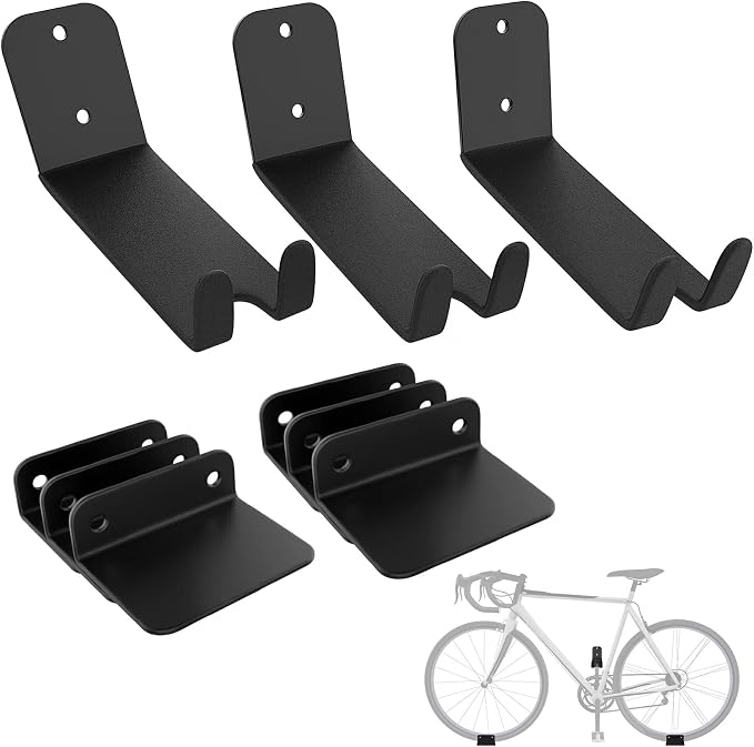 WALMANN 3 Pack Bike Pedal Hanger Wall Mount, Heavy Duty Horizontal Bike Rack for Garage Wall, Bike Display Stand for Home Holds Up to 70 LBS