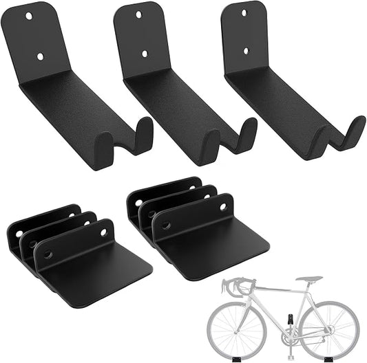 WALMANN 3 Pack Bike Pedal Hanger Wall Mount, Heavy Duty Horizontal Bike Rack for Garage Wall, Bike Display Stand for Home Holds Up to 70 LBS