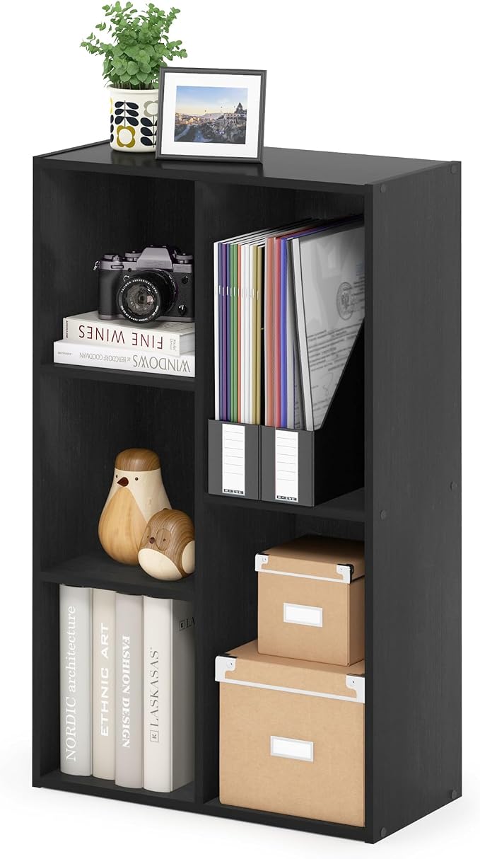 Furinno Luder 5-Cube No Tool Assembly Open Shelf, Blackwood