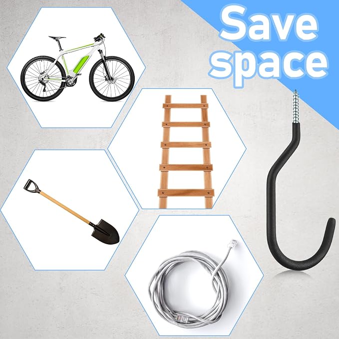 36 Pcs 6 Inch Heavy Duty Bike Hooks for Garage, Bike Hooks Hanger for Wall Bicycle Storage with Hanging Screw Loading Capacity 100 Lbs