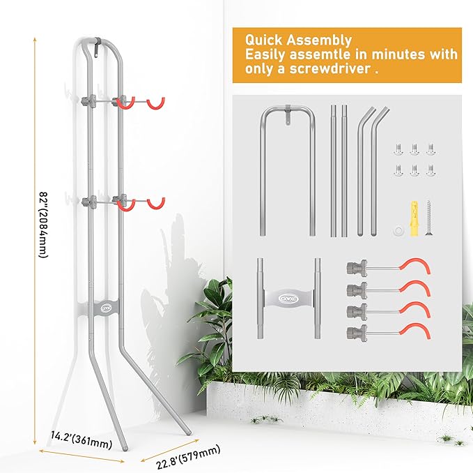 CXWXC 2 Bike Storage Rack (Max. 120LBS) - Gravity Wall Bike Rack - Fully Adjustable Bike Rack Garage,Home or Apartments - Vertical Bike Stand for Road, Mountain, and Hybrid Bicycles