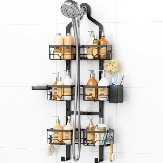Shower Caddy Hanging, Adjustable Bathroom Organizer 3 Tier Shelf Rustproof | Over The Showerhead / Door Hanging Shelves, Shower Rack for Inside Shower with Soap Dish, No Drilling Storage