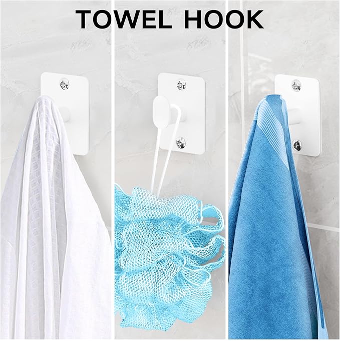 KLJKPA Bathroom Accessories Set, 4-Piece White Bathroom Hardware Set | 24 inch Towel Bar, Towel Racks for Bathroom, Robe Towel Hooks, Toilet Paper Holder Wall Mounted