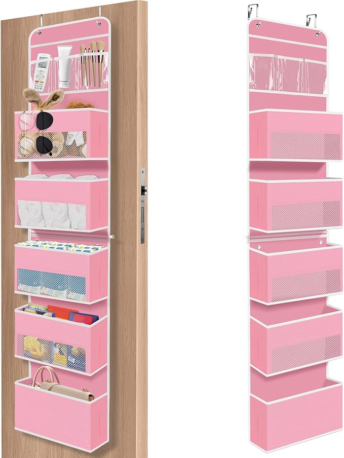 1Pack Over The Door Organizer Large Capacity Hanging Storage Room Organizer | 40 lb Capacity, Ultra-Sturdy, Detachable, Mesh Design with Clear Window, Space-Saving Organizer for Pantry, Nursery & Closet