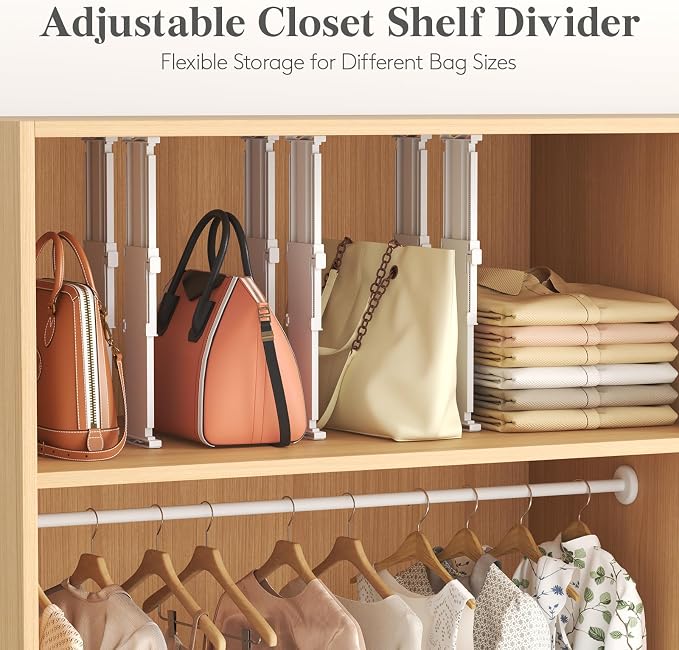 Lifewit 5 Pack Drawer Dividers for Clothes, 4" High 13.8"-22.2" Expandable Dresser Drawer Organizers, Adjustable White Plastic Separators for Kitchen, Cabinet, Nursery, Socks & Underwear Storage