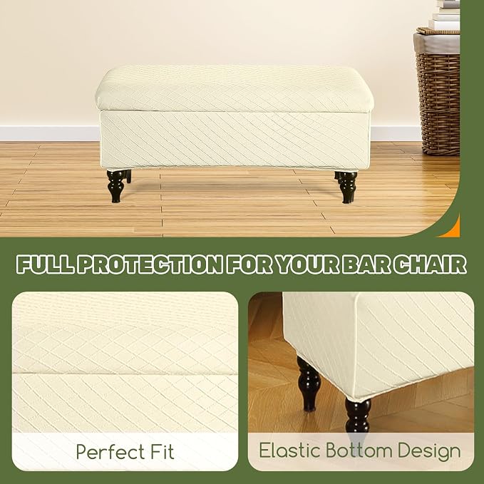 FUANGUI Ottoman Cover Slipcovers Rectangular Folding Stretch | Storage Bench Footrest Sofa Stool Covers Footstool Protector with Elastic Bottom, Removable Washable,Large
