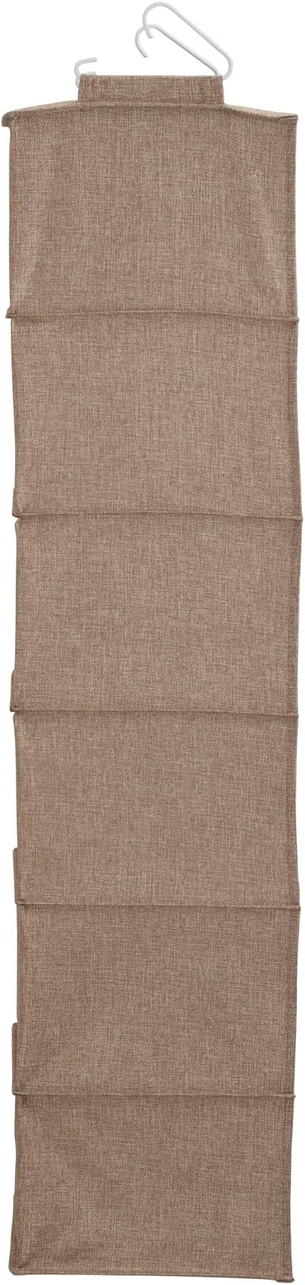 Household Essentials 6 Shelf Hanging Closet Organizer, Hanging Closet Shelf, Fabric Poly Linen and PEVA Shelving, Beige
