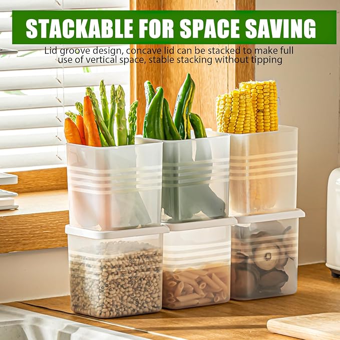 3 Pack Refrigerator Organizer Box with Lid, Plastic Refrigerator Side Door Storage Containers, Space-Saving Organizer Bins for Refrige, Refrige Drawers for Fruit and Vegetable (Clear, S×3)