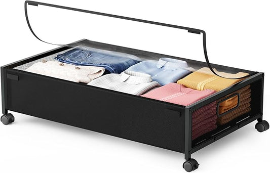 Under Bed Storage with Wheels，1 Pack Under Bed Storage Containers,Underbed Shoe Storage Bedroom
