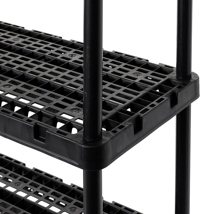 Gracious Living 2-Pack 5 Shelf Unit, Storage Shelves and Rack for Home | Multipurpose and Heavy-Duty Garage Plastic Shelving Organizer - Ideal for Kitchen, Closet, and Pantry, Black