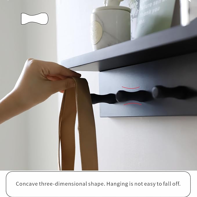 Entrance Coat Rack ，Coat Hooks, Wall-Mounted Wooden Hook Rack, Wall-Mounted Shelves are Very Suitable (Black Color Finish—A-1)