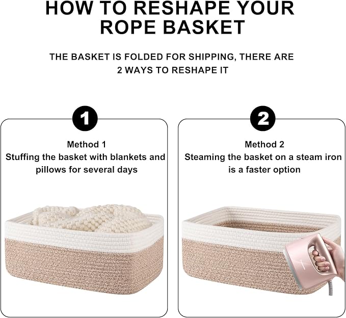 OIASKET Storage Baskets for Organizing 3 Pack, Woven Baskets for Shelves, | Closet Organizer Bins with Handle, Empty Gift Basket, Toy Storage for Toys, Blankets, Towels, Clothes, Books, 15"x11.42"x6.7"