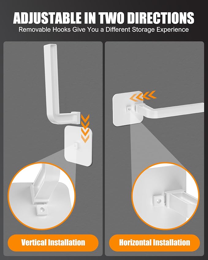 Hat Rack for Hat Storage (6-Pack), Multi-Purpose Hat Organizer, Strong Adhesive Hat Hooks for Wall Hat Organizer for Baseball Caps, Two Mounting Options Hat Hook, White