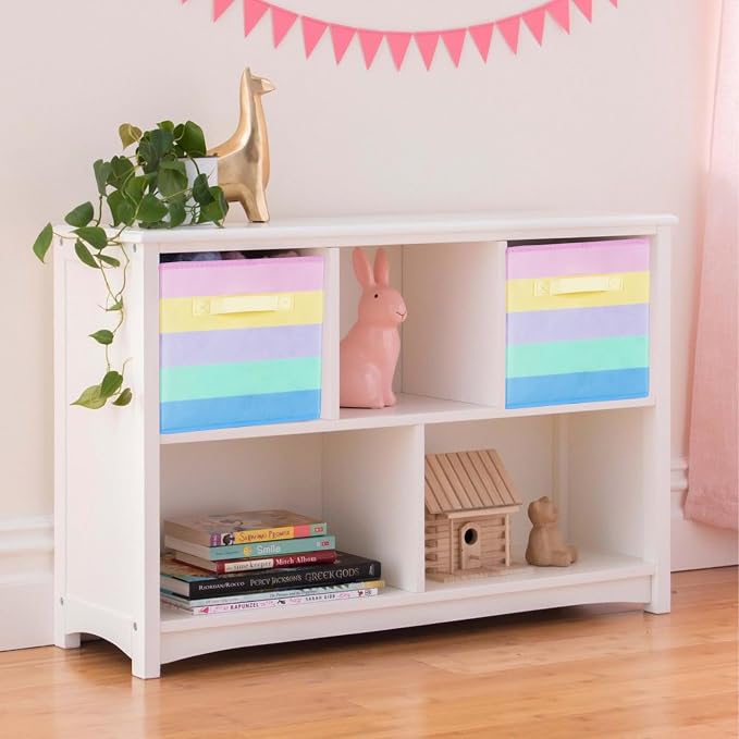 PowerKing Collapsible Storage Cubes, Farbic Storage Bins, Rainbow, 2 Pack | Sturdy, Lightweight, Easy Pull Handle, Closet & Shelf Organizer, Clothes and Toys Storage, 10.5'' x 11'' x 10.5''