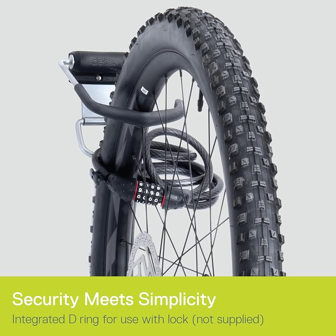Delta Wall Dock Bike Rack Wall Mount with Tire Wall Guard Cycle – Vertical Bike Mount Holds Up to 100 lbs – Fully Adjustable Vertical Hanger Hook Design Provides Easy Bicycle Storage Access