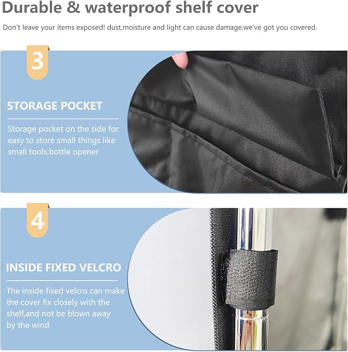 Waterproof Shelf Cover,Outdoor 600D Heavy Duty Dustproof Storage Shelves Cover,60''x18''x72'' Shelf Covers for Wire Shelving with Zippers,Storage Rack Covers with Clear Front