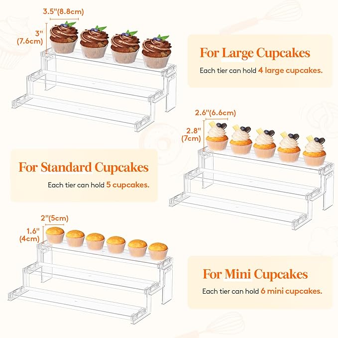 Lifewit Spice Rack, Perfume Cologne Organizer, Cupcake Stand, Tool-Free Assembly, Display Riser Shelf, Seasoning Figurine Makeup Holder, Room Decor, Kitchen Cabinet Storage, Clear, 14in-3 Tier, 1 Pcs