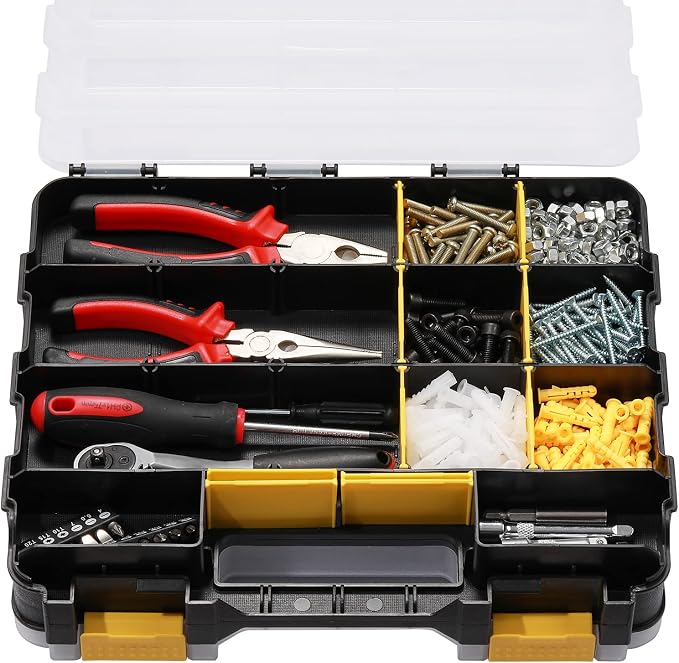 Mayouko Double Side Tools Organizer, Customizable Removable Plastic Dividers, Hardware Box Storage, Excellent for Screws,Nuts,Small Parts, 34-Compartment,2 PCS Set