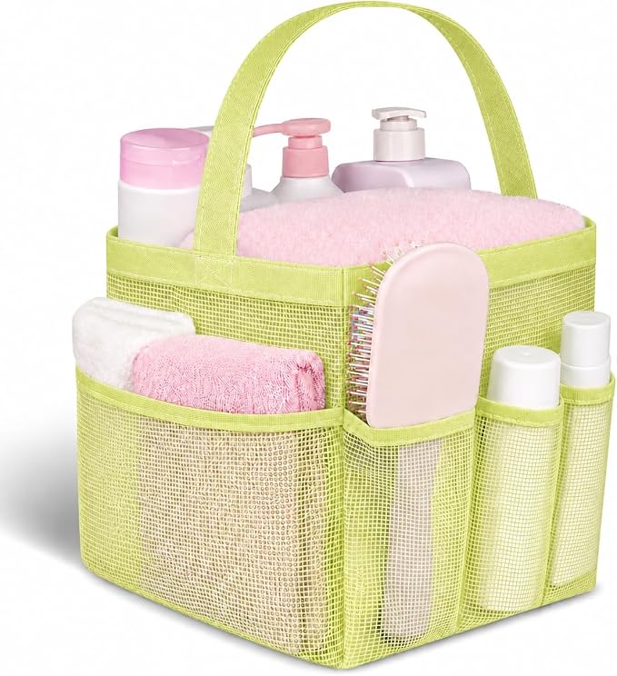 Mesh Shower Caddy Portable - 9 Pockets for College Dorm Room Essential | Large Capacity Mesh Shower Caddy with 9 Pockets, Portable Hanging Toiletry Bag for College Dorm, Gym, Camping and Beach
