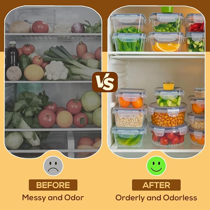50PCS Thick Food Storage Containers with Airtight Lids for Meal Prep | BPA-Free Plastic Food Container Set for Leftovers, Snacks, Lunch, Fruit, Freezer Storage & Kitchen Organization, Leakproof