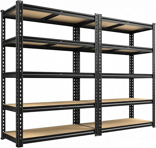 REIBII 2400LBS Garage Shelving Heavy Duty 5 Tier Storage Shelves Adjustable Garage Shelves, Utility Rack Shelf, Shelving Units for Storage Warehouse Pantry Closet, 35.5" W x 11.9" D x 72" H, 2 Pack