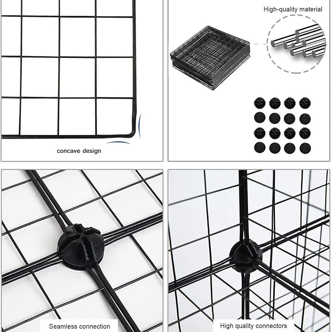 C&AHOME Wire Cube Storage, 12-Cube Storage Organizer Metal, C Grids, Black | Modular Shelves Units Storage Bins Shelving Bookshelf Shelf Cabinet Organizer